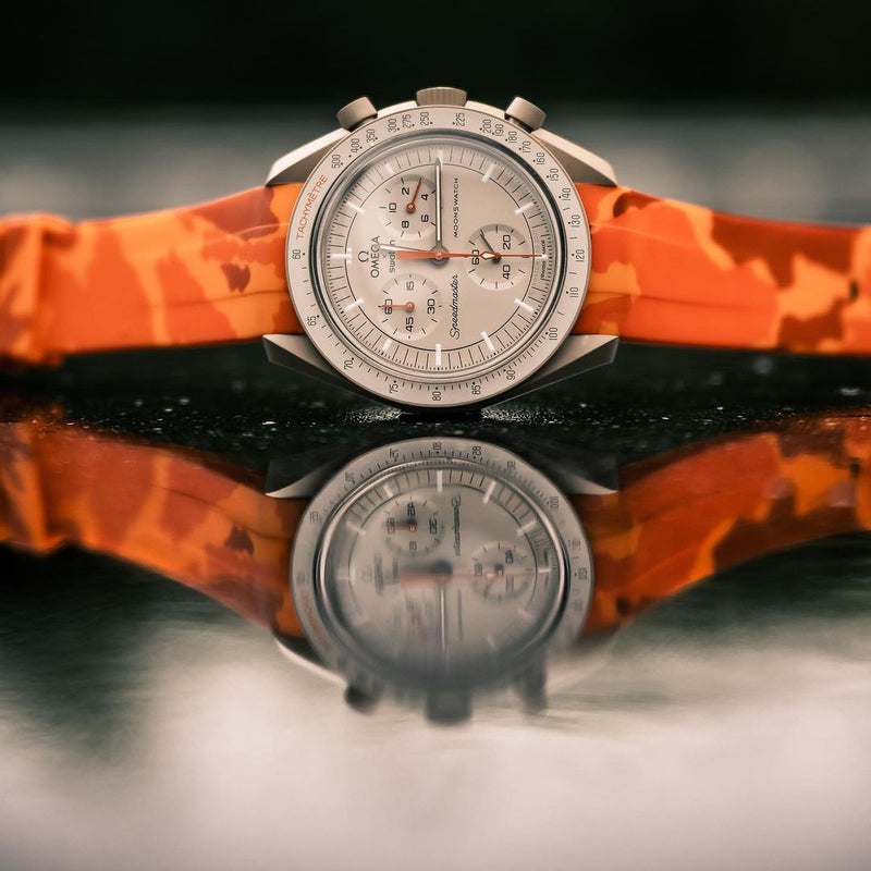 Omega Speedmaster & 300M Diver Orange Camo Rubber Strap